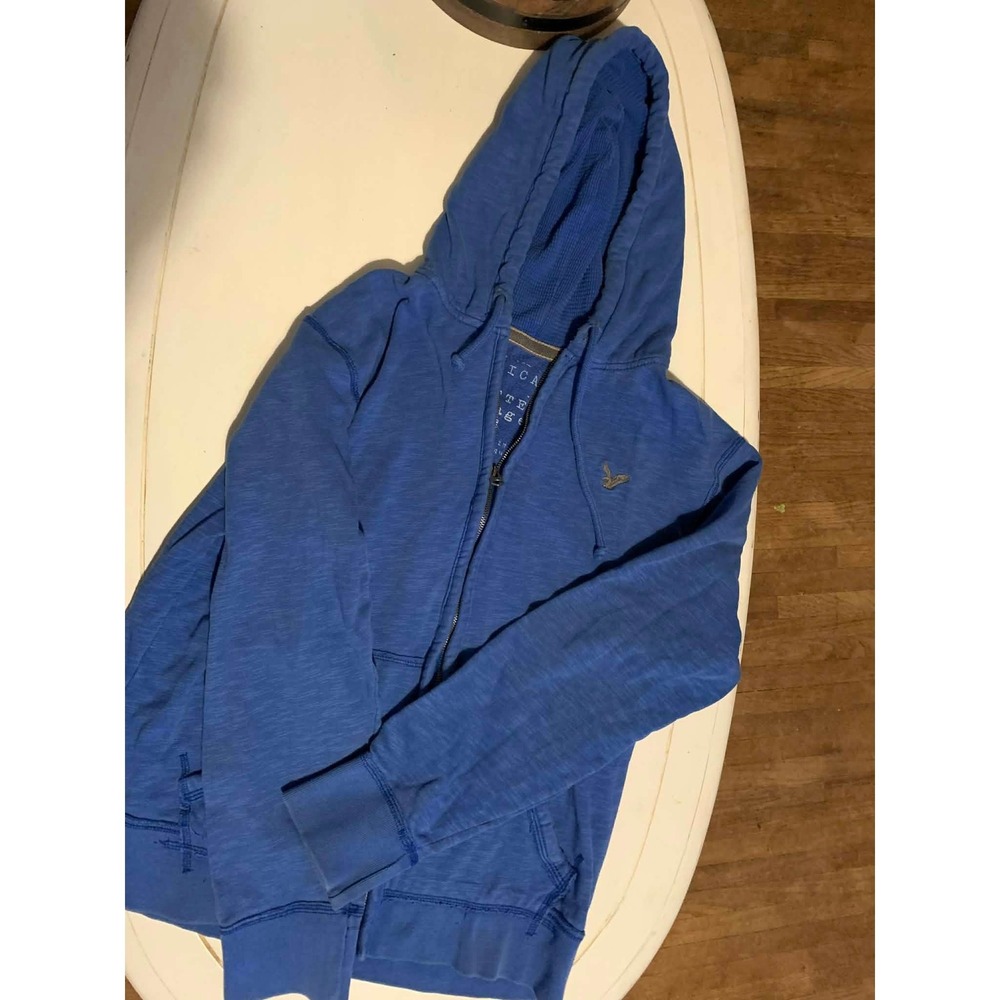 American Eagle Outfitters Blue Zip Up Hoodie Vintage Fit L G